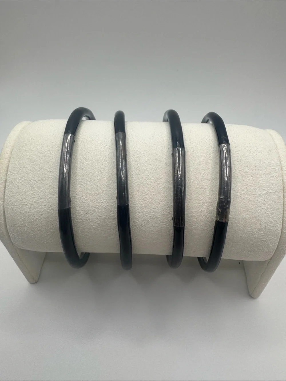 Vintage Mid-Century Black Coral Bangle Stack of 4